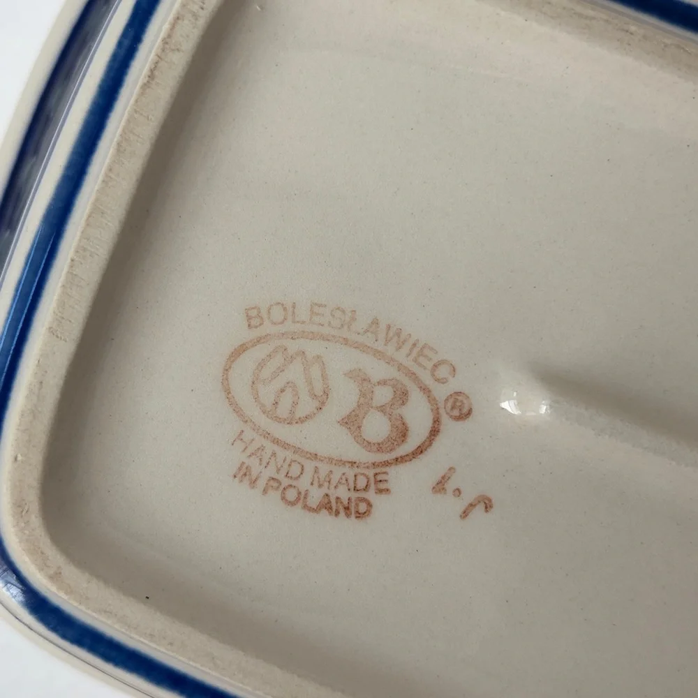 POLISH POTTERY Christmas Tree Rectangle Bread Casserole Dish Handmade in Poland